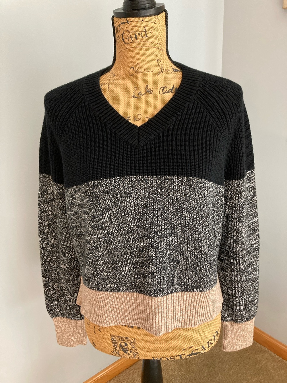 French Connection Colorblock V-Neck Sweater Women Size XS